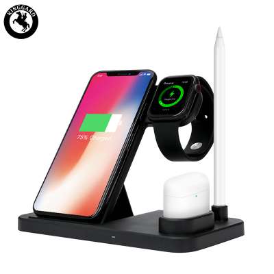 Cellphone holder 10w wireless charger station detachable 4 in 1 qi wireless charging stand For Air Pods for Apple Watch Stand