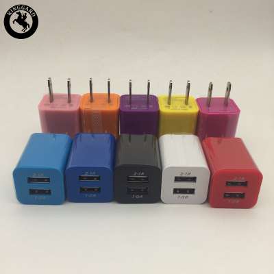 2.1A dual usb port variety color best phone wall charger