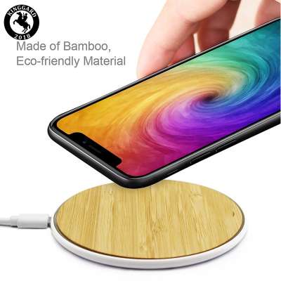 round fast charging wood wireless charger for iphone